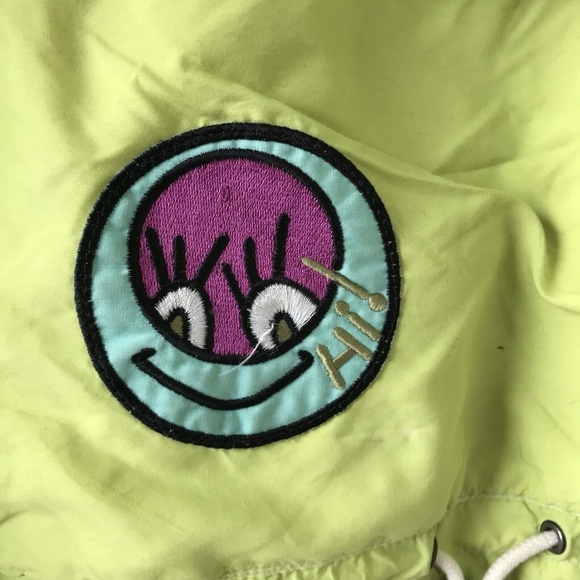 vintage Elho Freestyle jacket windbreaker Lime Green Patches Size Small - Picture 6 of 16